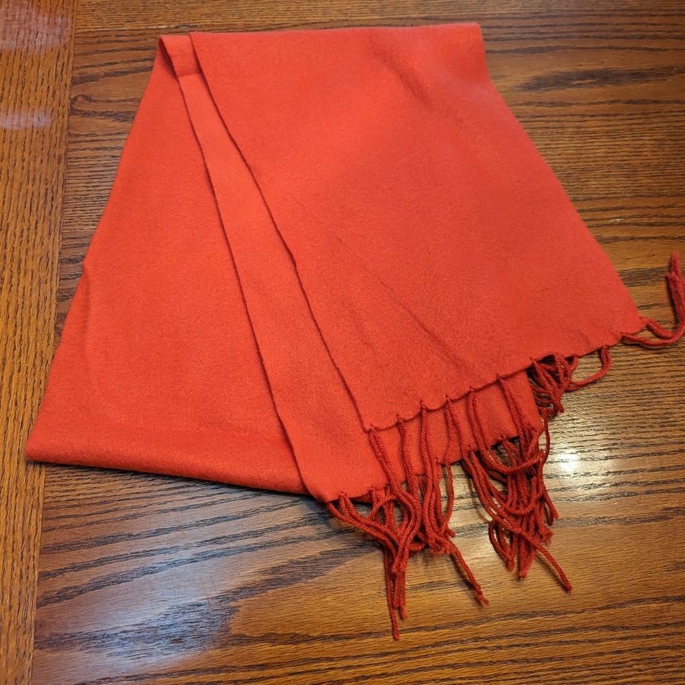 Smooth Scarf Red Flannel Scarf Fringes  59" x 9.5" + fringes